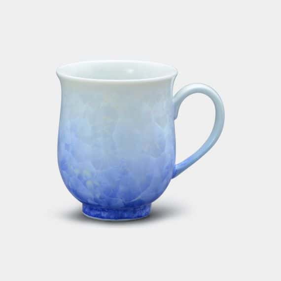 【京焼-清水焼】陶葊　花結晶　[白地青]　マグカップ