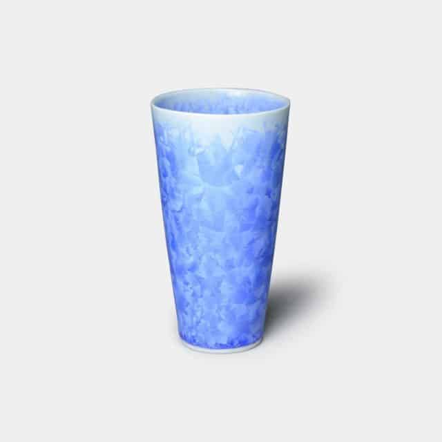 【京焼-清水焼】陶葊 花結晶 (青) ビールタンブラー