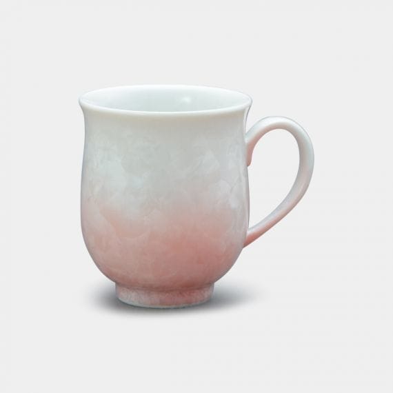 【京焼-清水焼】陶葊　花結晶（白地赤）マグカップ