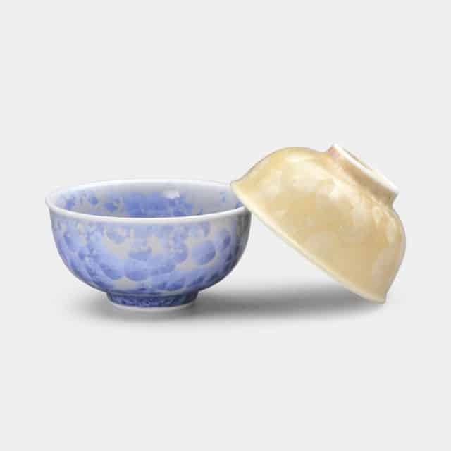 【京焼-清水焼】陶葊 花結晶 (銀花 金花) 茶碗 (2点セット)