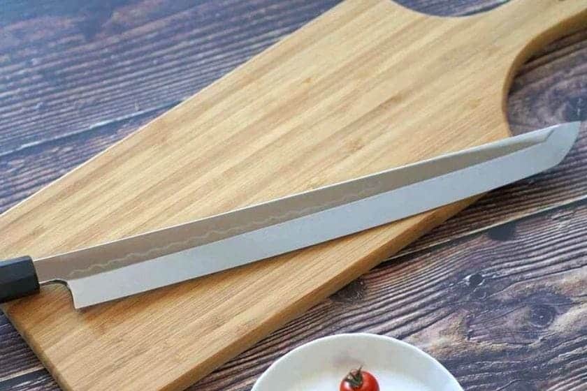 堺火造り 先丸タコ引き包丁 V金本焼き 蒸し暑い