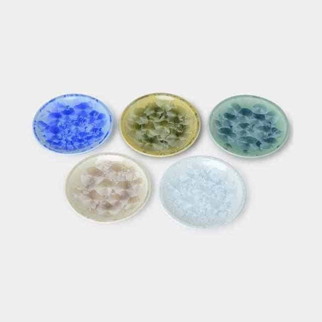 発色が異なる結晶釉で作られる「銘々皿5点セット」