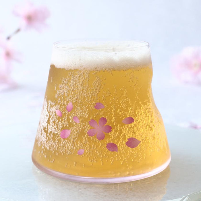 【グラス】冷感桜舞富士山 宝永グラス ピンク | 丸モ高木陶器