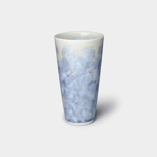 【京焼-清水焼】陶葊 花結晶 (銀藤) ビールタンブラー